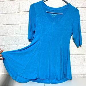 New Soft Surroundings Amelia A-Line Tunic Petite XS XSmall V Neck Knit Flare Tee